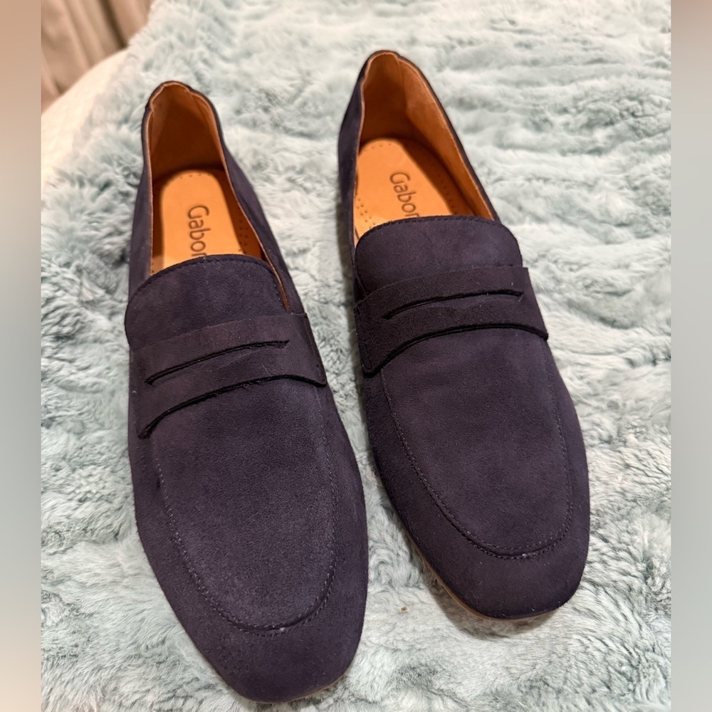 Gabor Women’s Blue Suede Loafers Slip-Ons Size 10 NIB